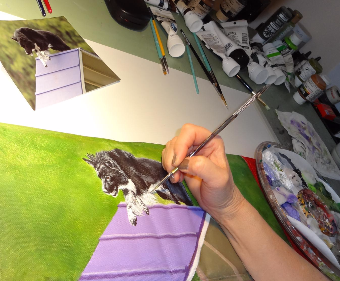 An Acrylic Agility Pet Painting Chair Back